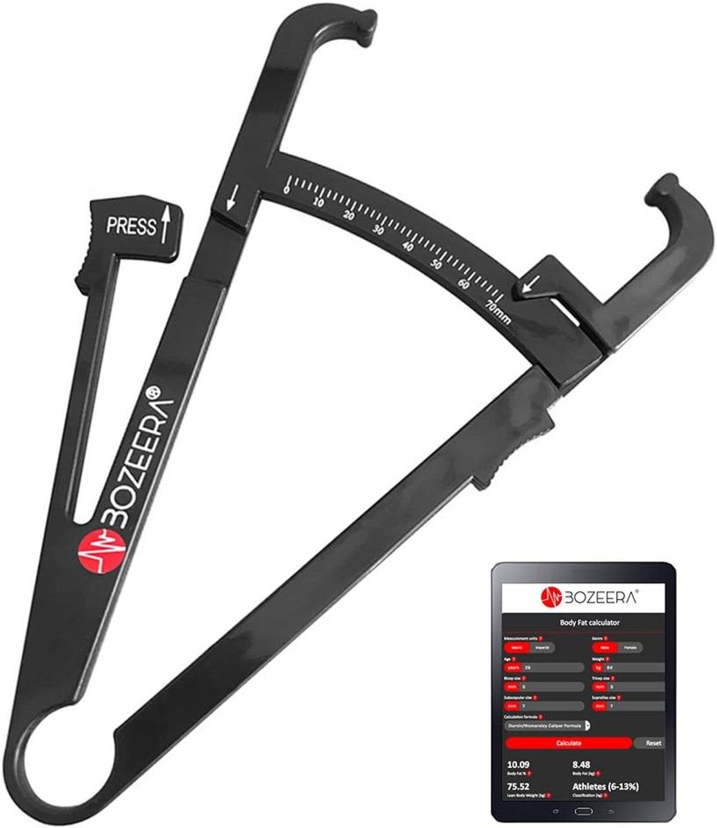 Thijox - Huidplooimeter Vetmeter Vetpercentagemeter Inclusief GRATIS Software Video Uitleg en Nederlandse Handleiding voor Gezond & Fit Lichaam