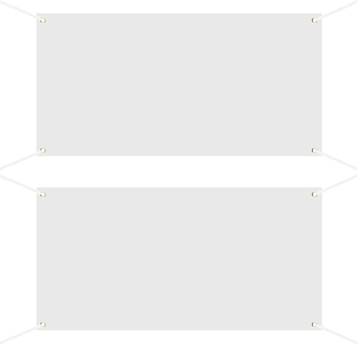 Set van 2 Lege Banners voor Schilderen, 0.6m x 1.2m, Polyester Banners met Ophangtouwen voor DIY, Binnen en Buiten, Wanddecoratie en Kantooractiviteiten