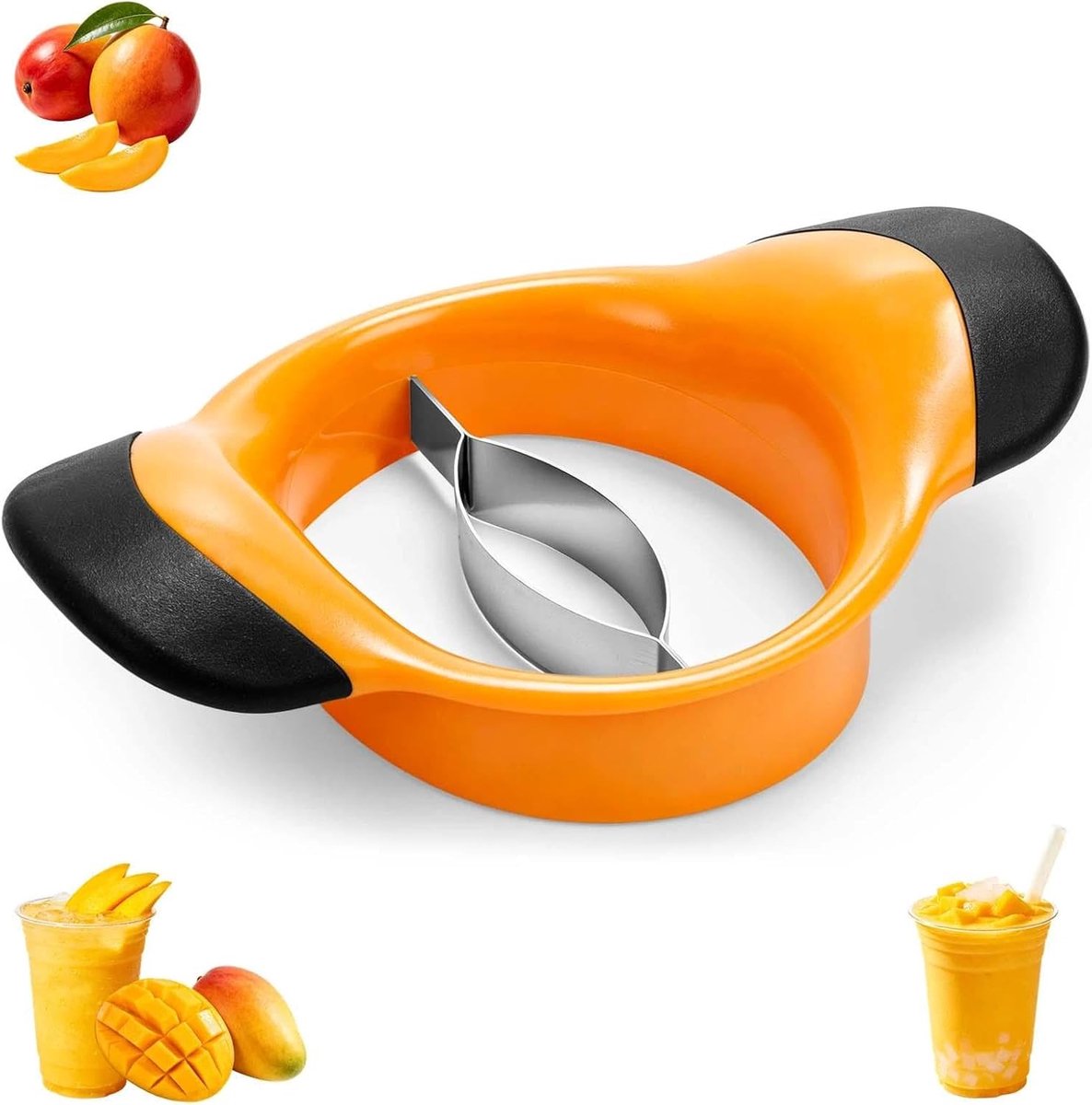 Thijox - Mango Snijder Roestvrij Staal - Fruit Snijder met Sharp Mes voor Makkelijk Delen en Kern Verwijderen - Keukengereedschap voor Vers Fruit - Id