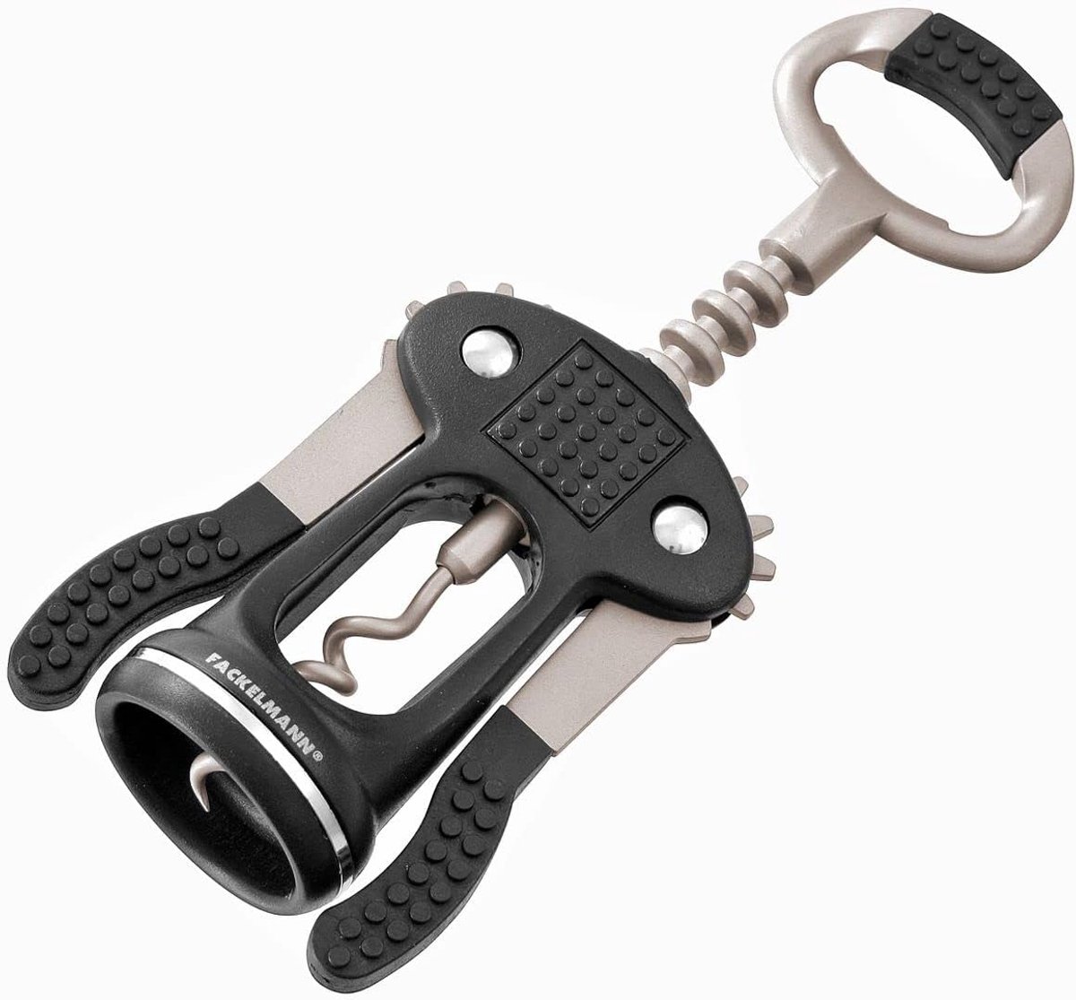 SnelShoppen - Kurkentrekker en Flesopener Set - Grijs/Zwart - 17 x 12 x 4 cm - Ideaal voor Feesten, Keuken en Camping - Duurzaam Keukengerei