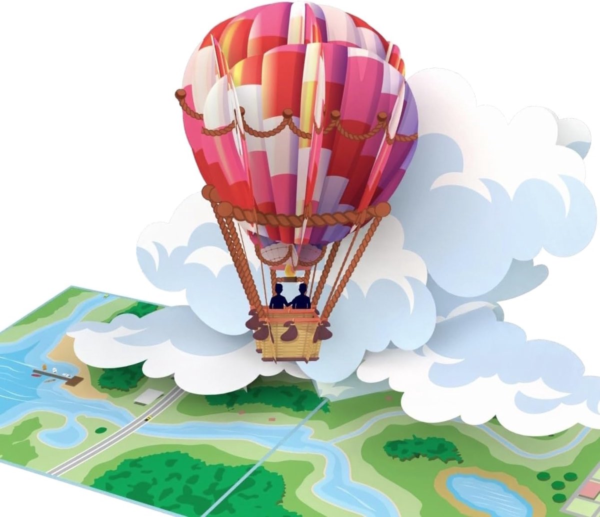 SnelShoppen - 3D Pop-Up Kaart - Luchtballon - Verjaardagskaart - Uniek Cadeau voor Verjaardag, Ballonvaart, Geldcadeau, Feest, Vrienden, Familie