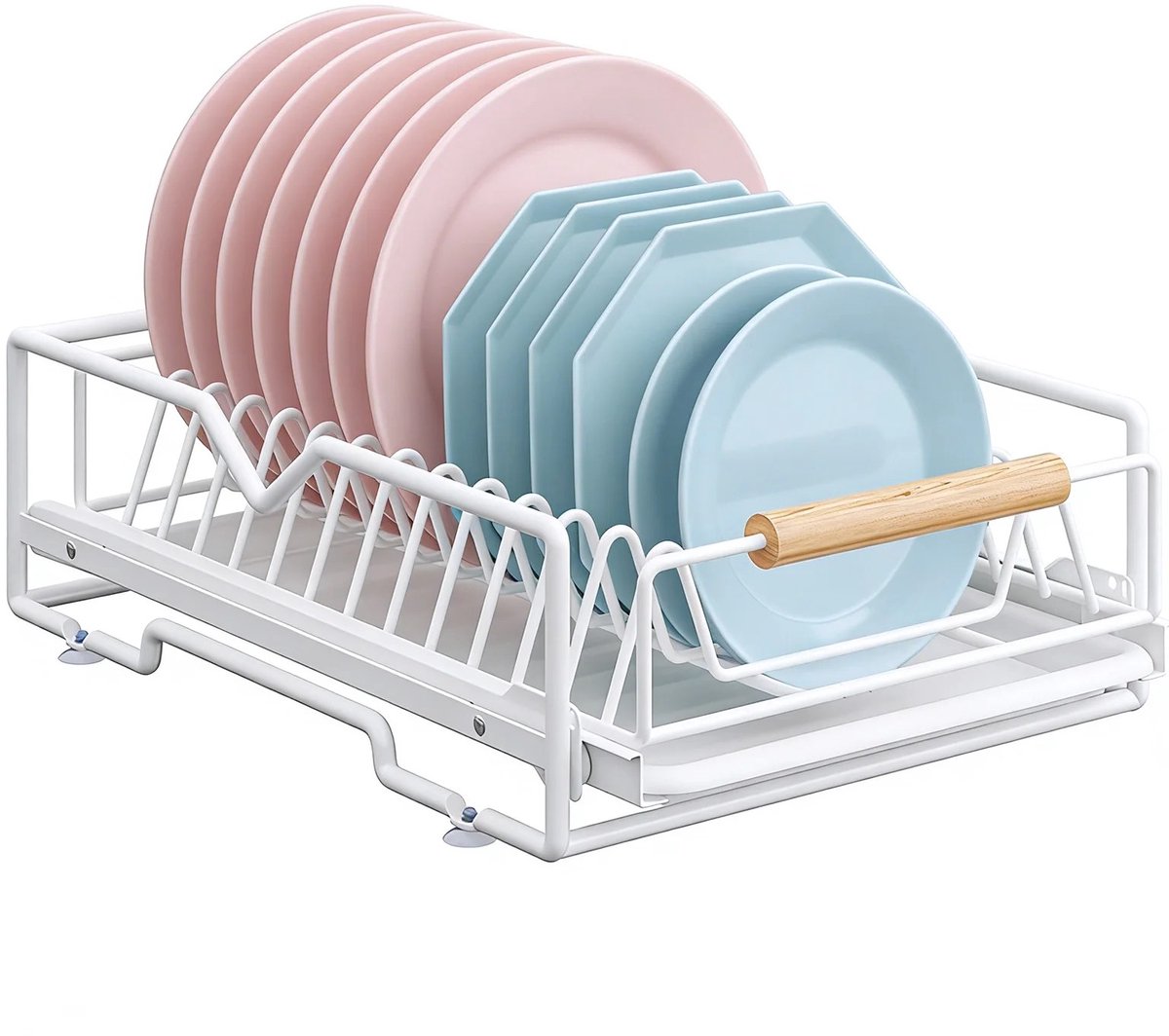 Dailygoods Afwasrek, telescopische laden, keukenkast organizer, ideaal voor aanrecht of gootsteen met afdruipbak, biedt