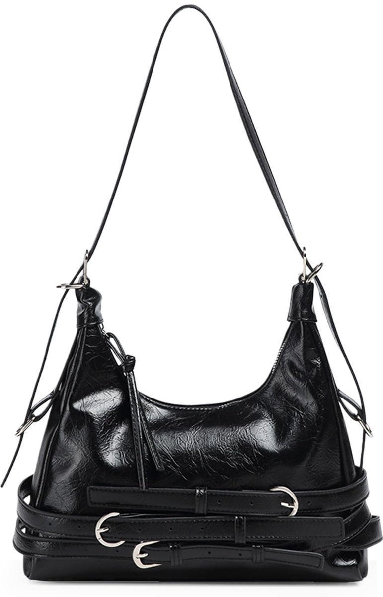 Dailygoods - Aucuu Schoudertas Y2K Clutch Purse voor vrouwen, lederen tas voor dames, crossbody tassen, lederen hobo tassen, halve maan hobo handtas, oksel portemonnee met 2 verstelbare riem