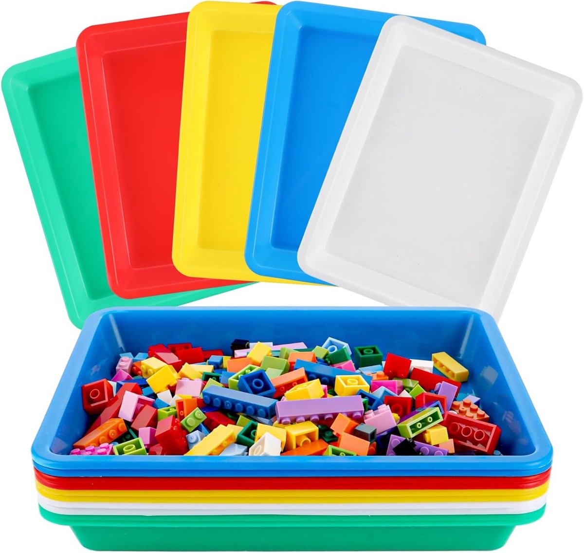 20 Stuks Plastic Schalen 28 x 21 x 3 cm, Rechthoekige Schalen voor Schilderen, Knutselen en DIY Projecten in 5 Kleuren