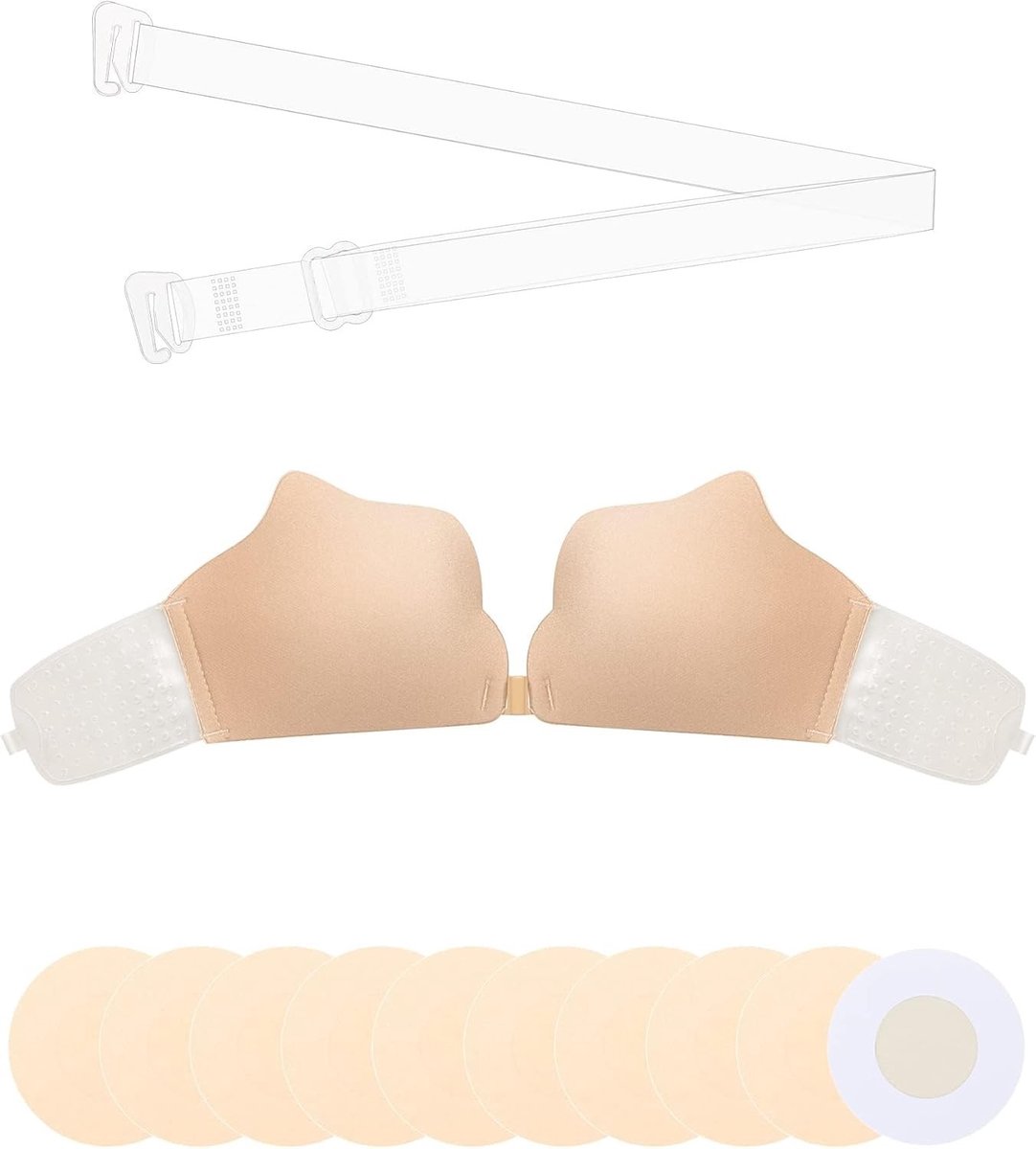 Adhesieve Strapless en Backless Bh, Herbruikbaar en Ademend met 5 Paar Kleine Tepelcovers