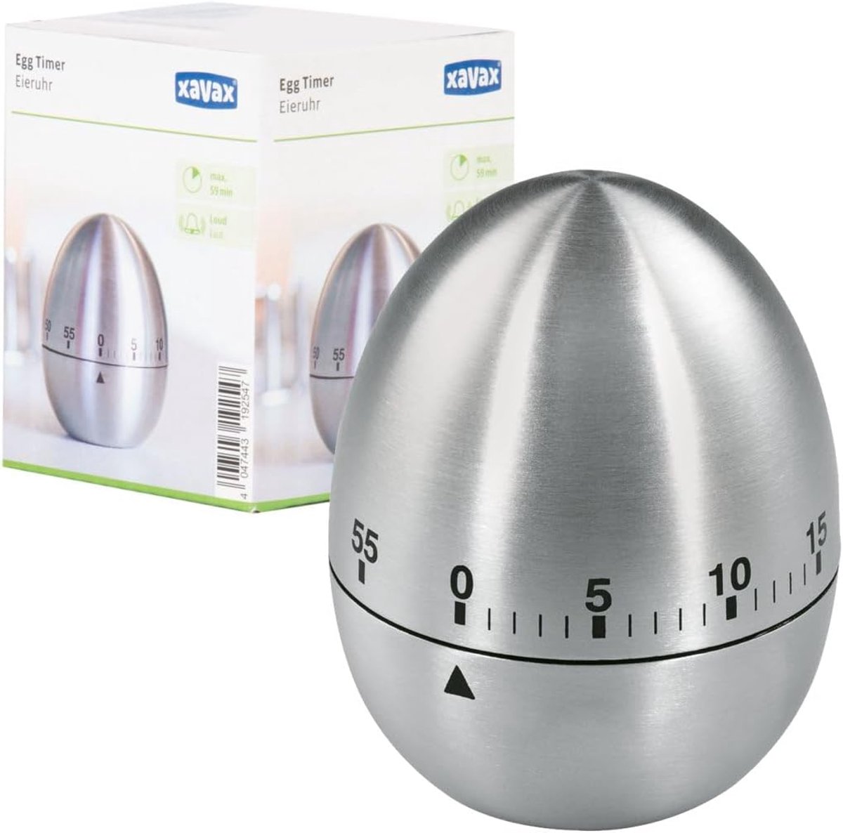 Thijox - Analoge Korte Tijdwekker - Eierklok met Timerfunctie - Keukenwekker van Roestvrij Staal - Keukentimer Zilver voor Koken, Bakken, Feesten en M