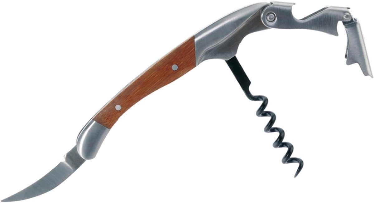 SnelShoppen - Premium Laguiole Kurkentrekker Kelnermes - Sommeliermes met Foliesnijder en Flesopener - Houten Bamboe Handvat - Roestvrij Staal - Wijno