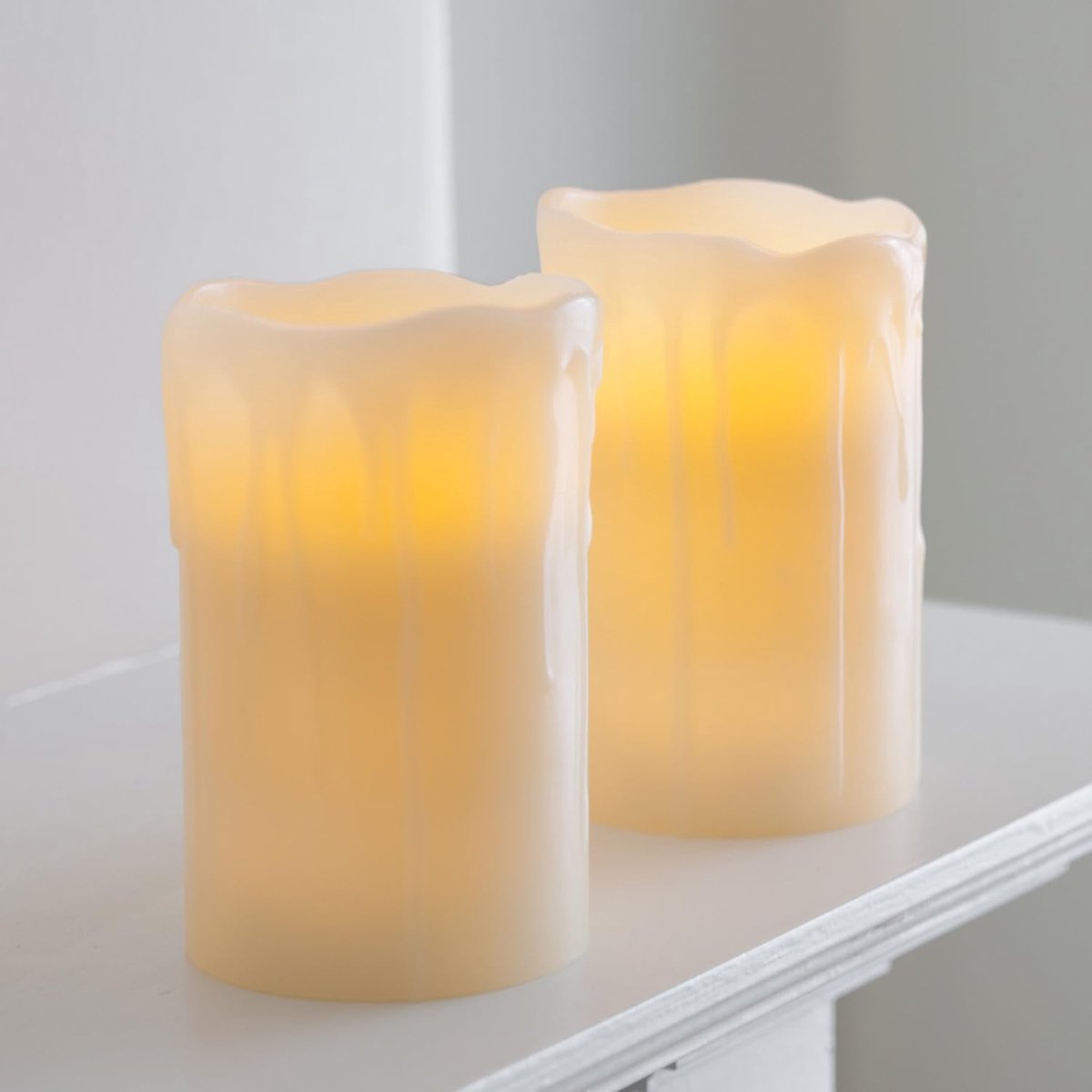 SnelShoppen - Set van 2 LED-kaarsen van echt was, met timer en batterijen, perfect voor Moederdag, sfeervolle verlichting voor elke gelegenheid
