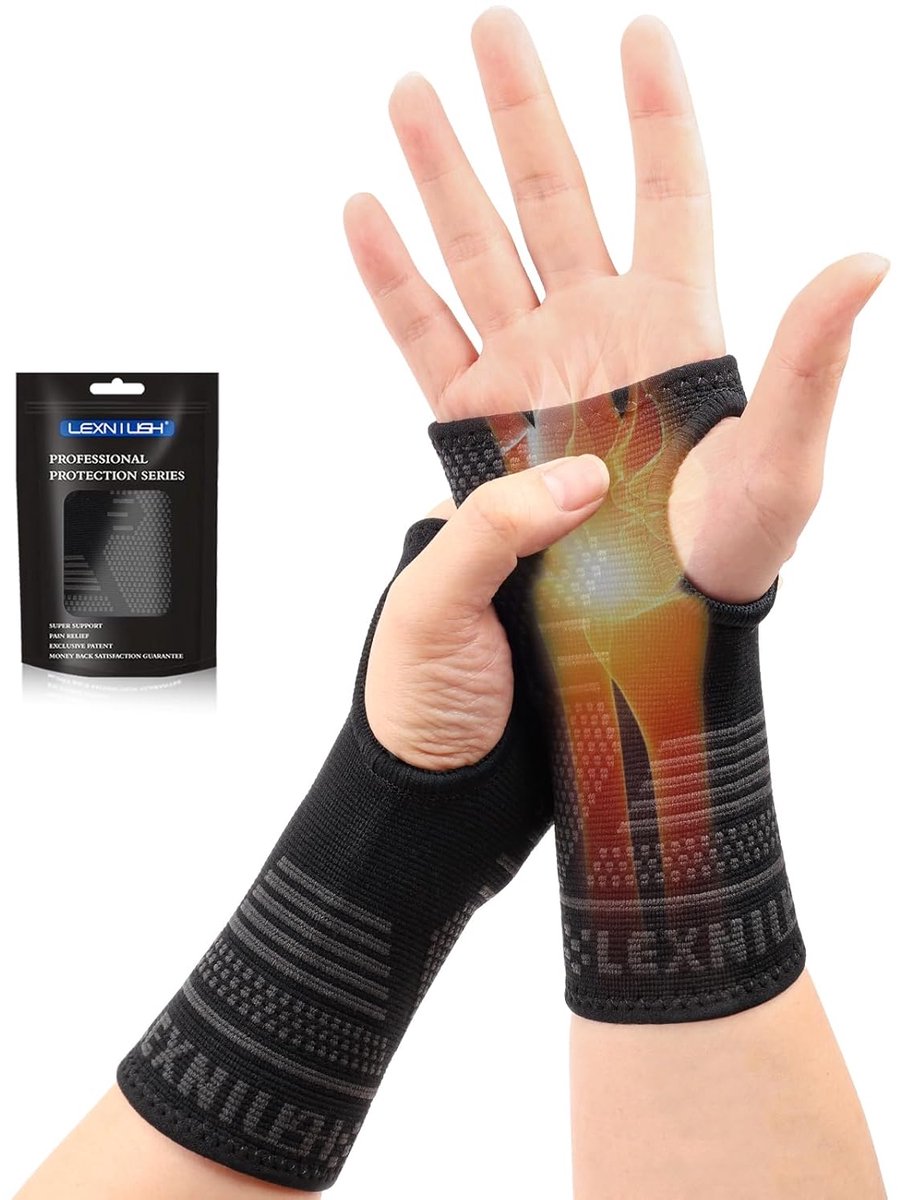 Thijox - Polsbandages 2 Stuks voor Links/Rechts, Ergonomische Polssteun voor Carpaal Tunnel, Artritis, Peesschedeontsteking, Compressiebandage Pols vo