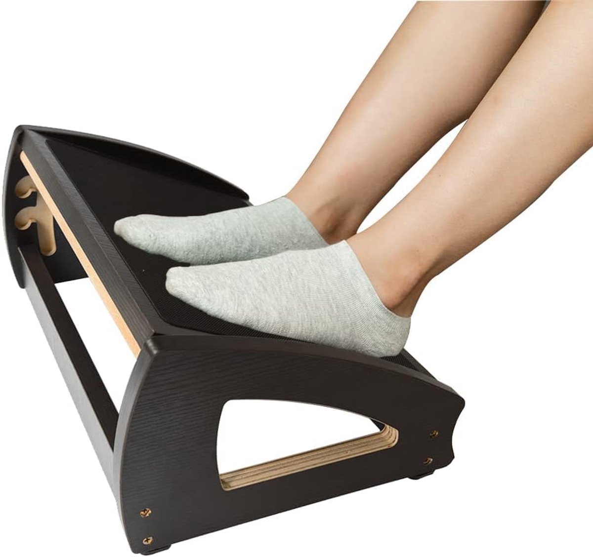 Thijox - Ergonomische Houten Voetsteun Onder Bureau met 3 Verstelbare Hoogtes, Antislip Oppervlak, Verbetert Houding en Bloedcirculatie, Geschikt tot