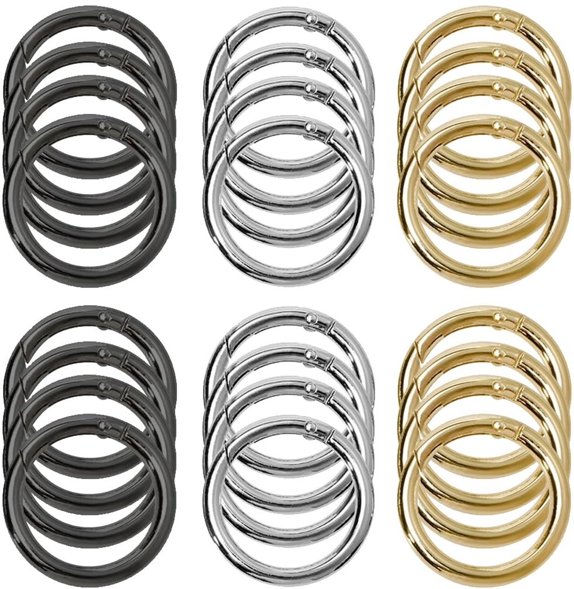 Dailygoods- Karabijnhaken 24 Stuks - Ronde Haakjes - Zinklegering - Lichtgewicht - Corrosiebestendig - Voor Sleutelhangers/Accessoires