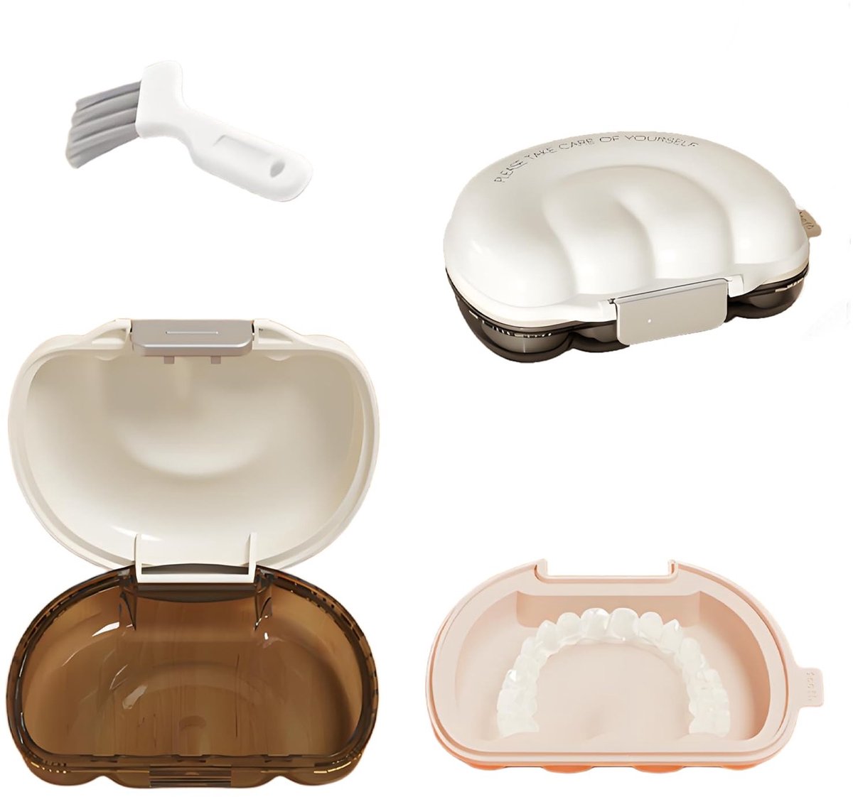 Dailygoods- Beugeldoos Hoogwaardige Materialen - Prothesendoos - Draagbare Gebitsdoos - Reinigen met Borstel - Compacte Kliksluiting - Duurzaam en Geurneutraal
