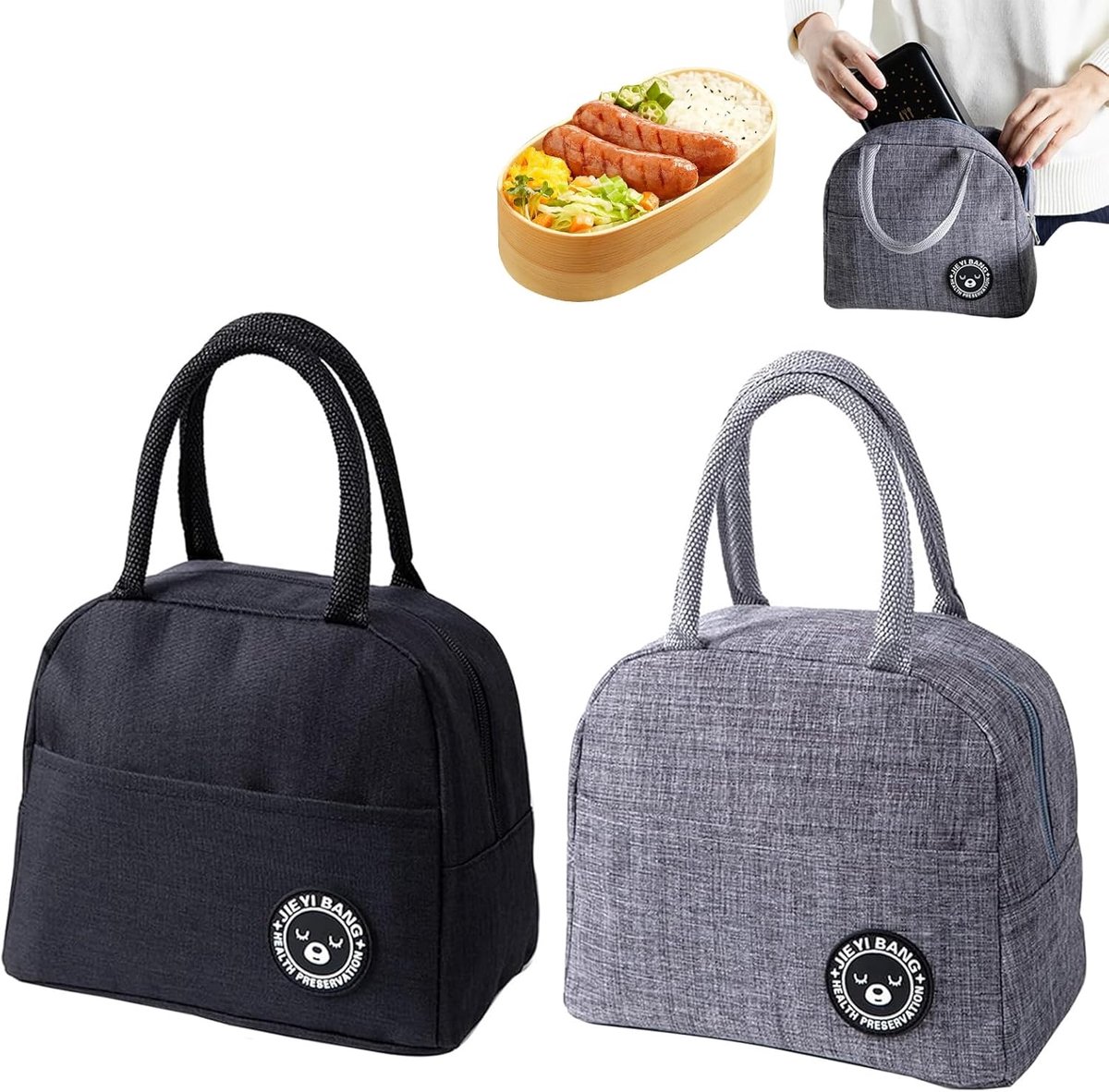 Thijox - 2 Stuks Waterdichte Geïsoleerde Tas, Opvouwbare Thermische Koeltas voor School, Kerk, Picknick, Onderweg - Ergonomisch, Slijtvast Oxford Mate