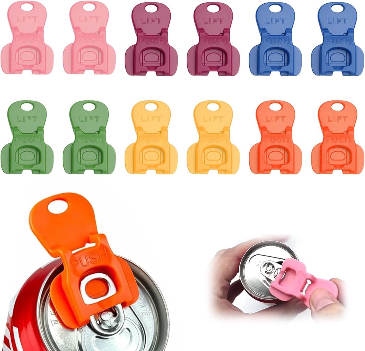 Dailygoods- Drankblikopener 12 stuks - Hygiënische Sluiting - Eenvoudige Opener - Kunststof - Voorkomt Insecten - Afmetingen 5 x 3,5 cm - Blikopener