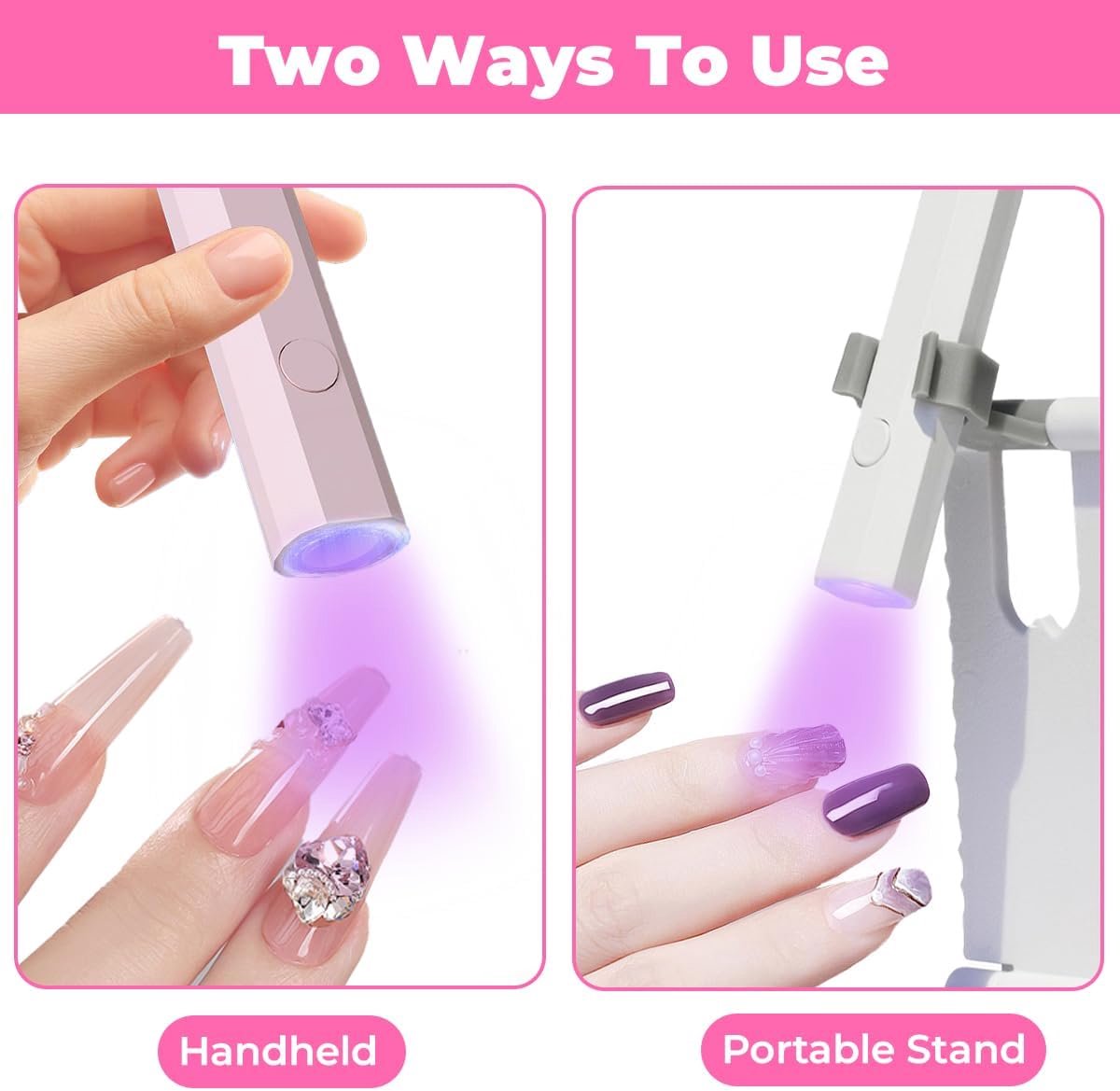 Thijox - Mini UV-lamp voor nagels, Oplaadbare LED-lamp voor Gelnagels met Standaard, 20s/60s Tijdinstellingen, Draagbare Nagelverzorging, Ideaal voor — cadeau in Verzorging - foto 3
