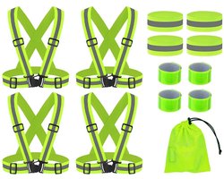 Dailygoods- Veiligheidsvest Reflecterend - Set van 4 Stuks - Elastische Armbanden - Reflecterende Banden - Hoogwaardig Nylon - Ademend en Slijtvast - Reflectievest