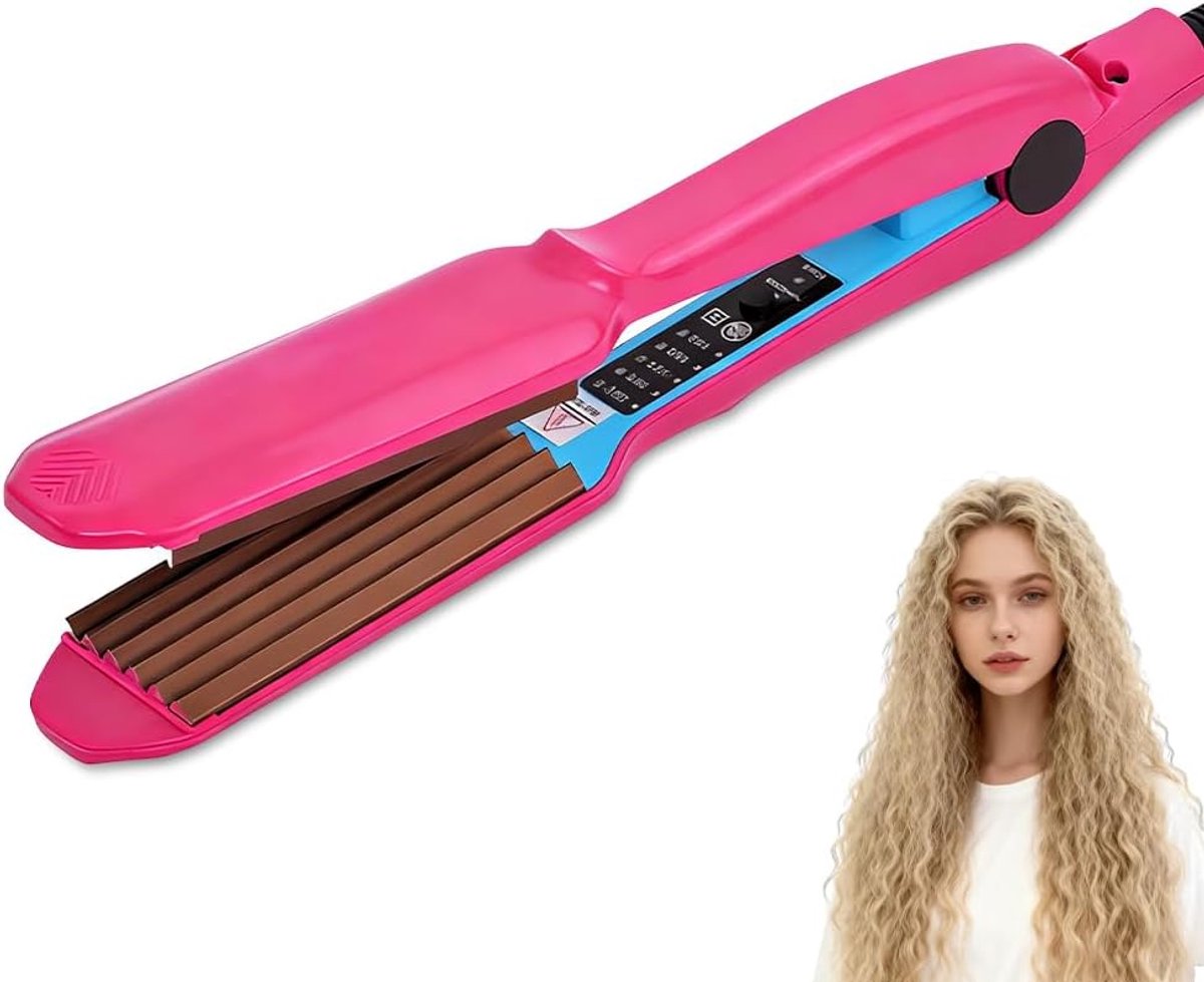 Thijox - Crêpe-ijzer Haar met 5 Temperatuurstanden 140-220°C - Keramisch Crêpeijzer voor Zigzaggolven en Volume - Stijltang voor Fijn en Dik Haar - Sn