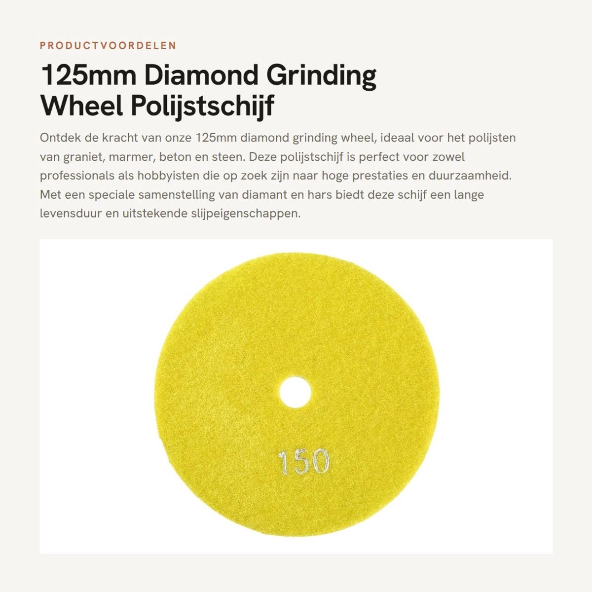 Dailygoods- Diamant Slijpschijf 125mm - Slijpschijf voor Graniet/Marmer/Beton - Hoge Efficiëntie - Duurzaam - Polijstset - Granulariteit 50/150/300/500/1000/2000/3000