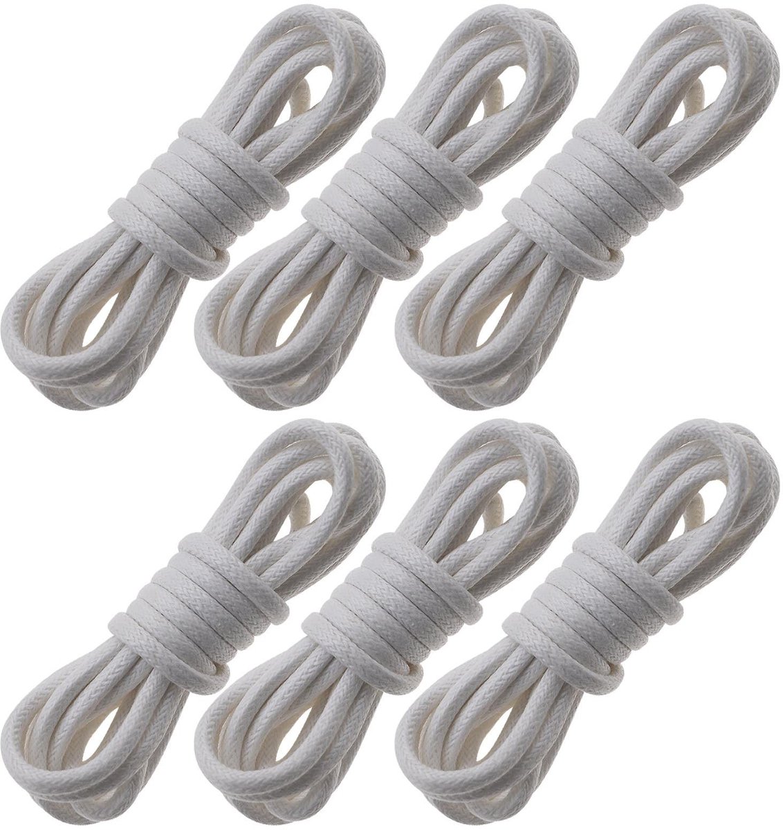Dailygoods- Vervangende Veters 80 cm - Ronde Veters - Gewaxte Veters - 3 Paar (6 Stuks) - Katoenen Veters - Dikte 3 mm - Schoenveters
