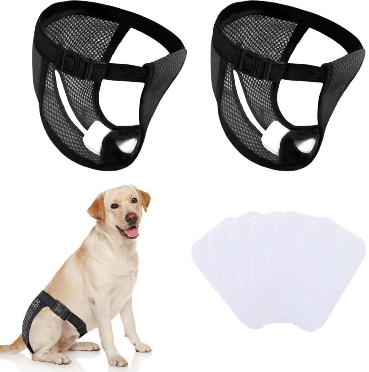 Dailygoods- Hondenluiers Wasbaar - Hondenbroekje - Herbruikbaar - 2 Stuks - Inclusief 6 Inlegkruisjes - Maat L (40-49 cm) - Hondenbroekjes