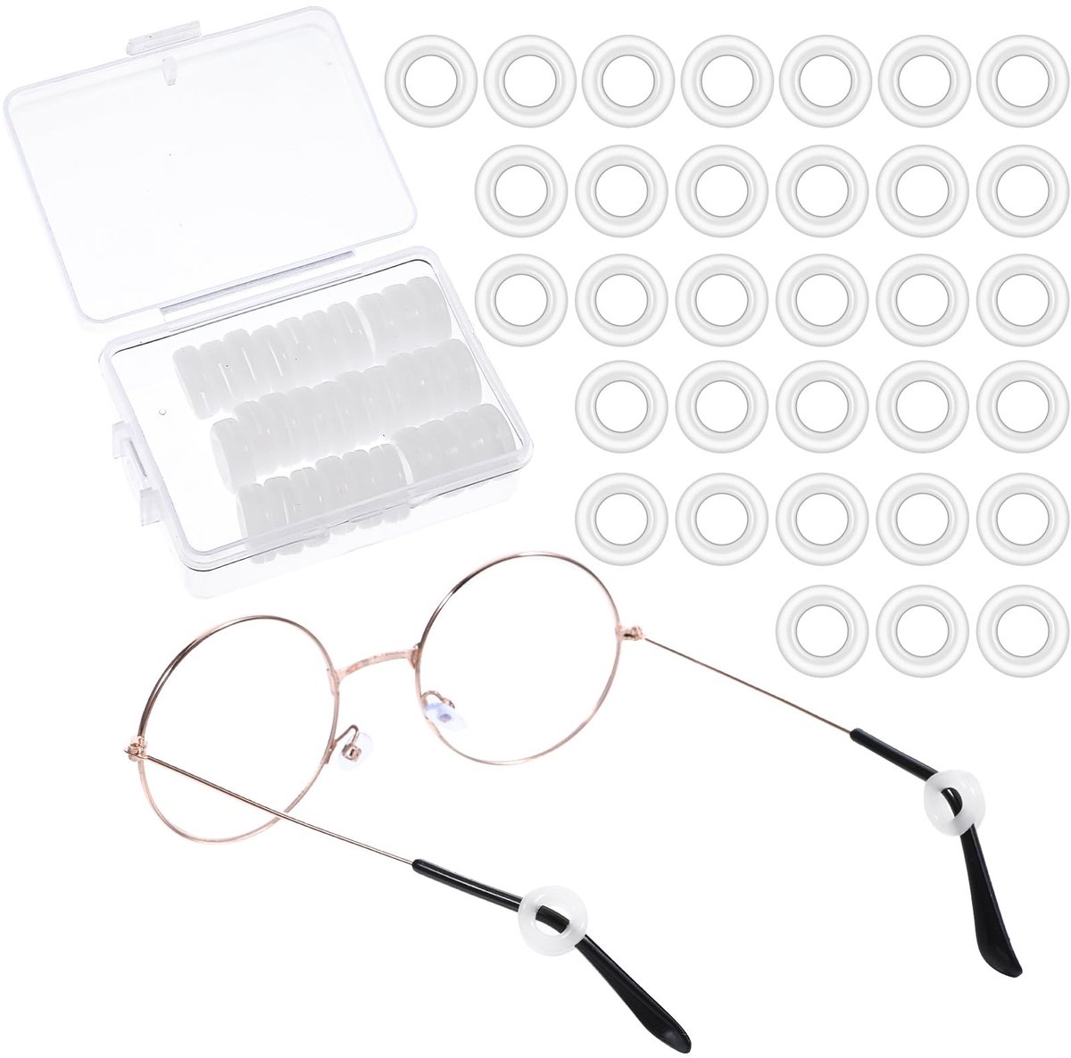 Dailygoods- Brillenoorkussens 16 Paar - Antislip Siliconen - Zachte Brilhouder - Oorpads - Brilaccessoires - Transparant