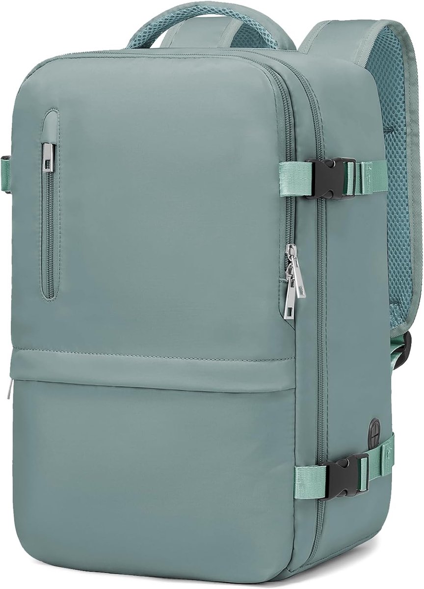 Thijox - Handbagage Rugzak 40x20x25 cm voor Ryanair, Vliegtuig, Reisrugzak, Onder Stoel, Draagtas, Reistas, Backpacker, Groen