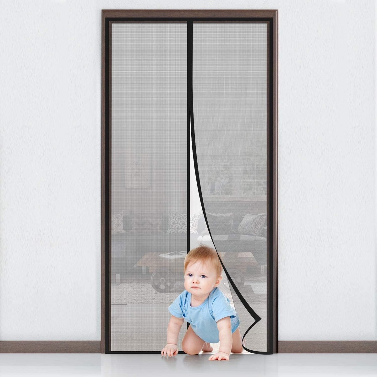 SnelShoppen - Vliegengordijn Deur Magnetisch 100x220cm - Insectendoor voor Balkondeur, Lij
