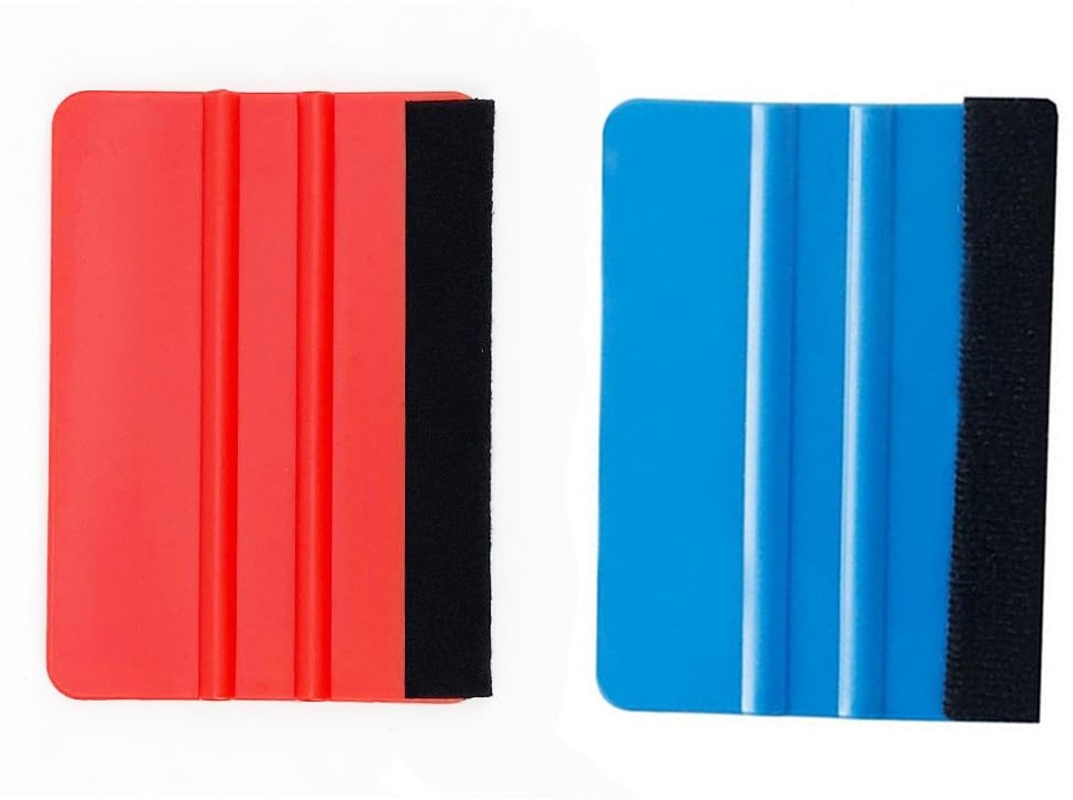 Dailygoods- Rakel - 2 Stuks Kunststof - Vilten Rand - Schraper - Voor Auto/Vloer - 10 x 7 cm - Duurzaam PP Plastic