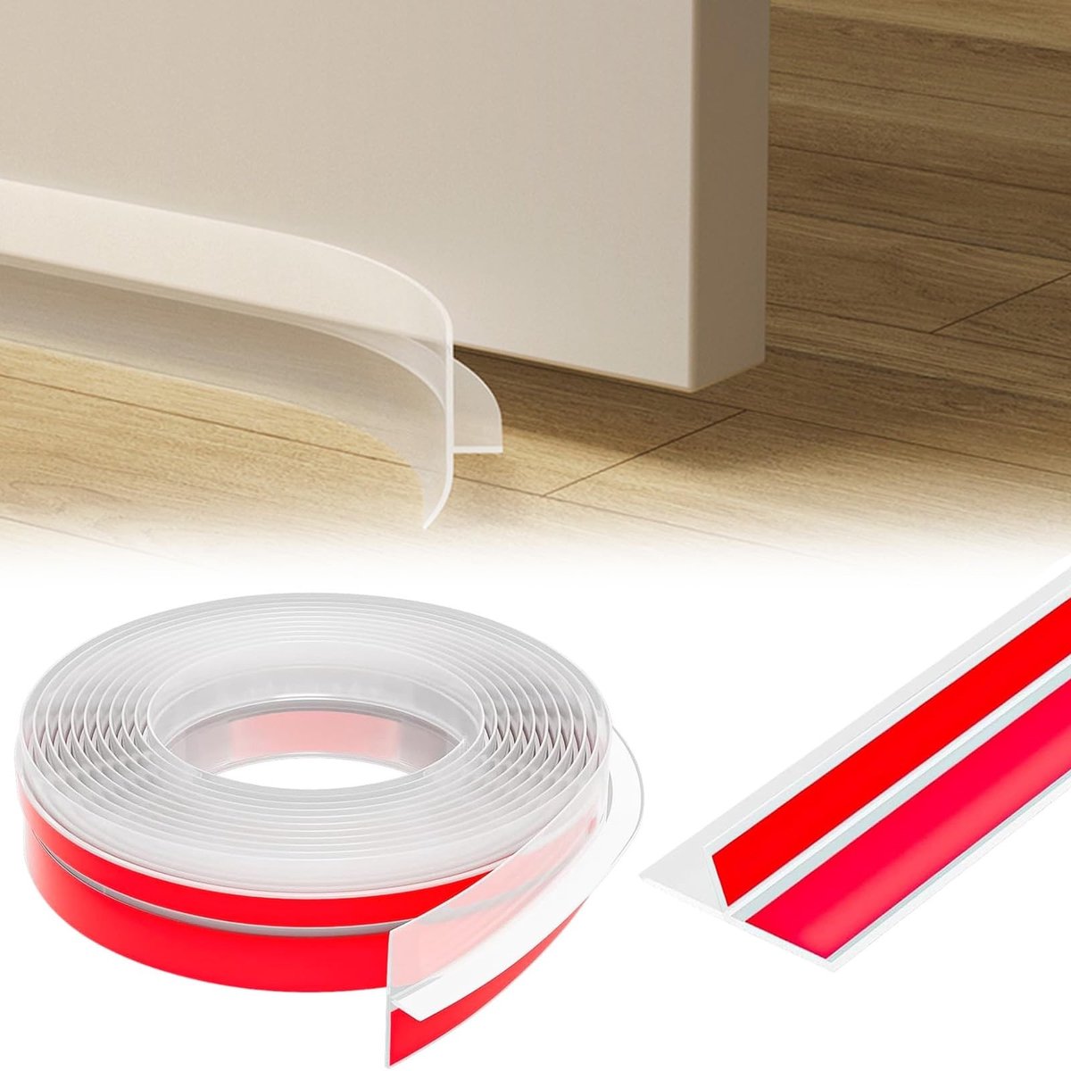 Dailygoods - T-vormige Siliconen Afdichtingsstrips 6 m transparant zelfklevend tochtstopper deurstrip bodem tape Multifunctionele tochtstop voor deuren raam winddicht stofbescherming, 35 mm