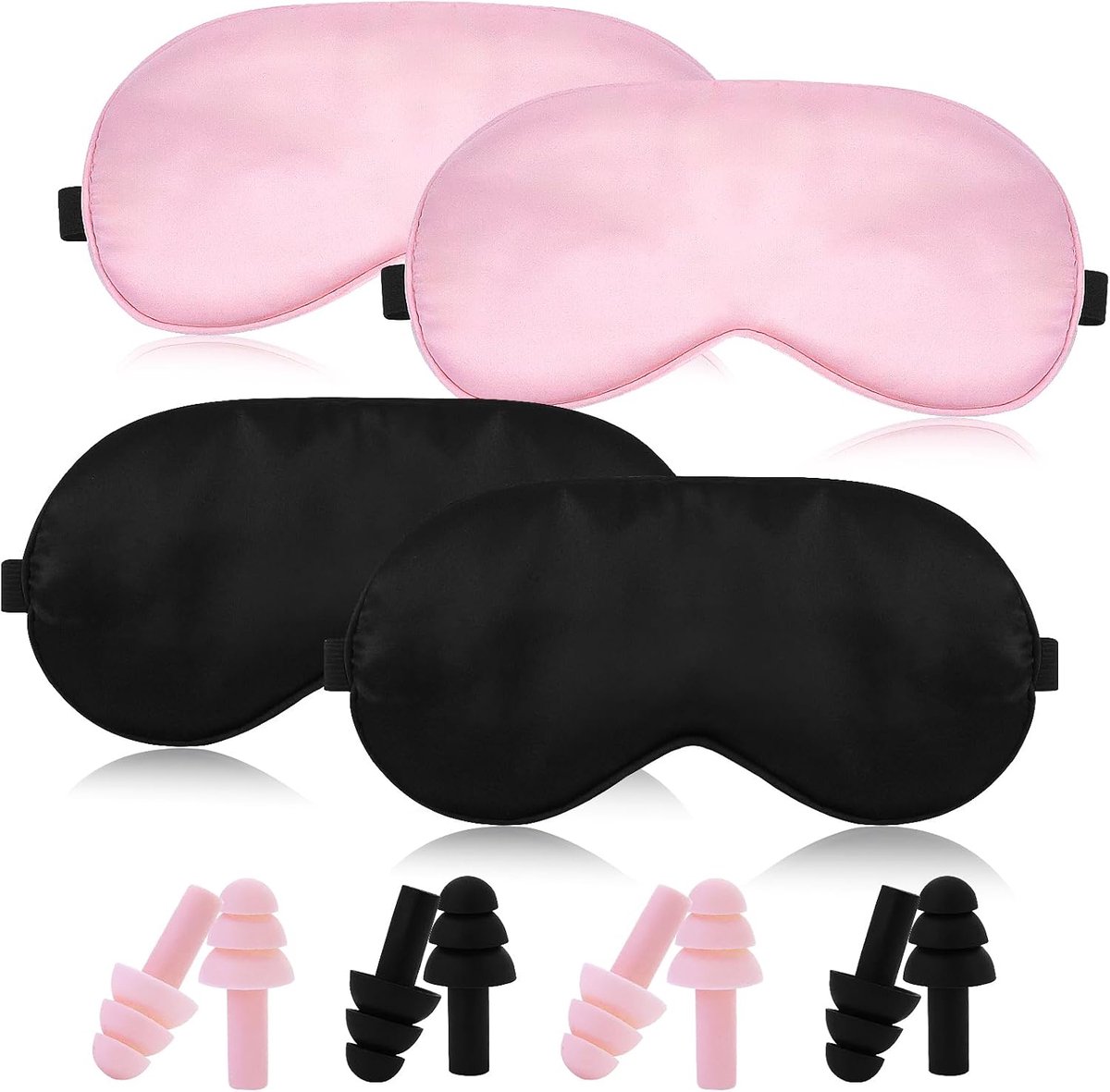 Thijox - 4 Stuks Slaapmasker voor Heren en Vrouwen, Zijden Oogmasker, Lichtblokkerende Slaapbril met Verstelbare Band, Ideaal voor Reizen en Dutjes