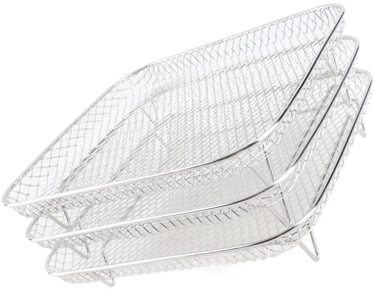 Dailygoods - Stapelbare Roestvrijstalen Friteuserekset - Geschikt voor Luchtfriteuse - Gezonde Snacks - 8 Inch Rack Trio - Veelzijdig Gebruik - Voor b...