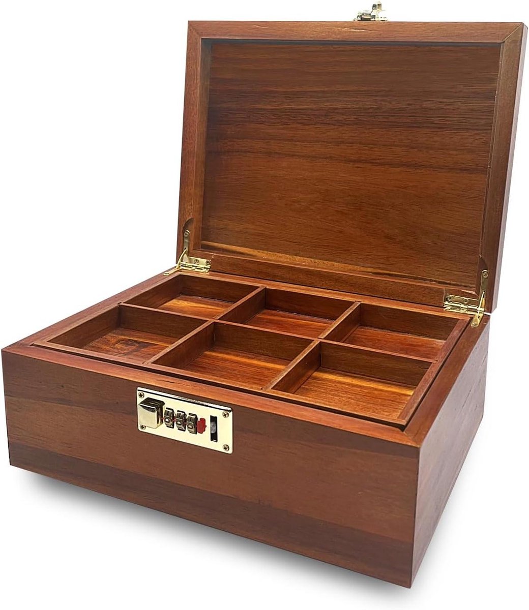Grote houten kist - Opbergdoos met slot - Spullen veilig opbergen - 100% handgemaakt acaciahout