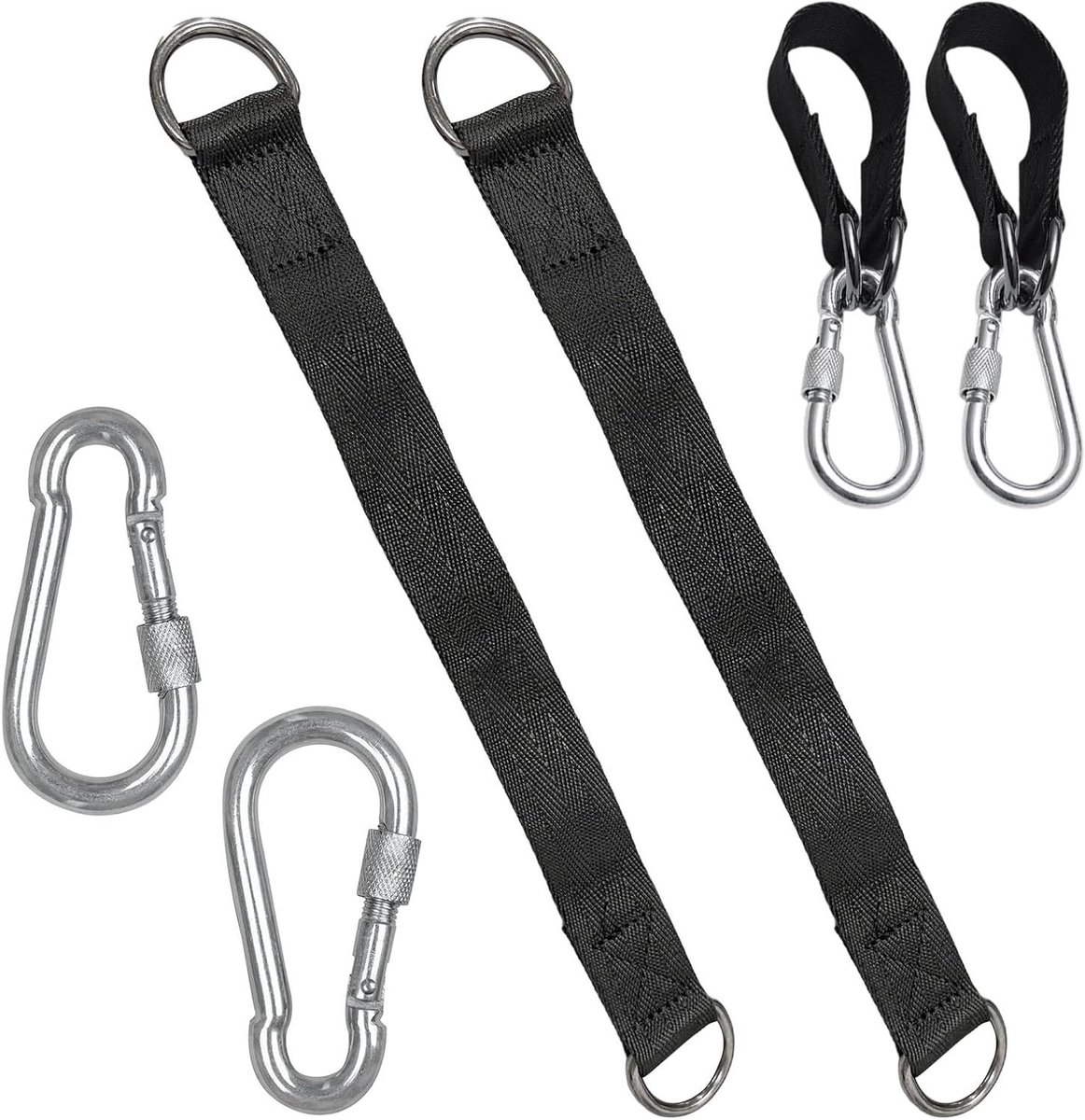Schommelbevestiging Set - Hangmat Ophanging - Buiten Ontspannen - Eenvoudige Installatie - 2x 25 cm - Zwart