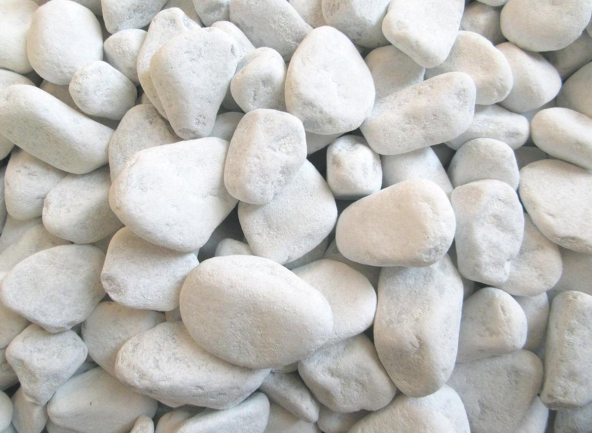 Decoratieve Stenen - Witte Kiezels - Bloempotten Vullen - Natuurlijk Marmer - 5 kg - Sneeuwwit