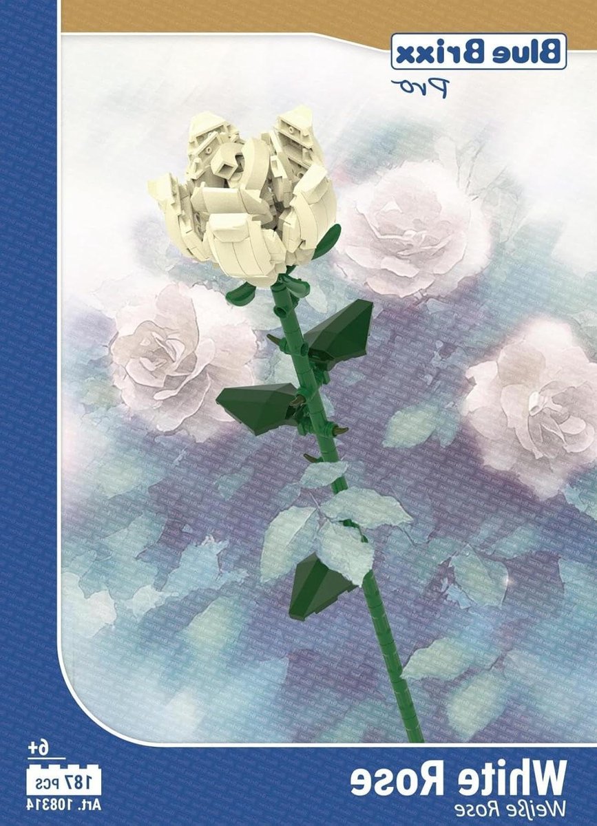 Witte Roos Bouwstenen - Bloem Model - Decoratief Bouwen - Compatibel met andere merken - 187 Elementen - Wit