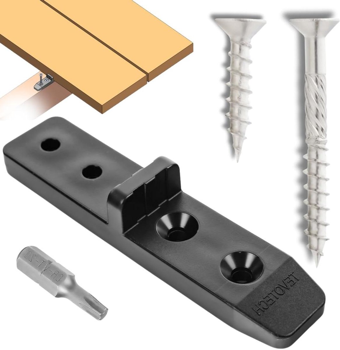 Terrasverbinders Set - Houtbevestiging Clips - Terras Bouwen - Onzichtbare Montage - 150 Stuks - Zwart