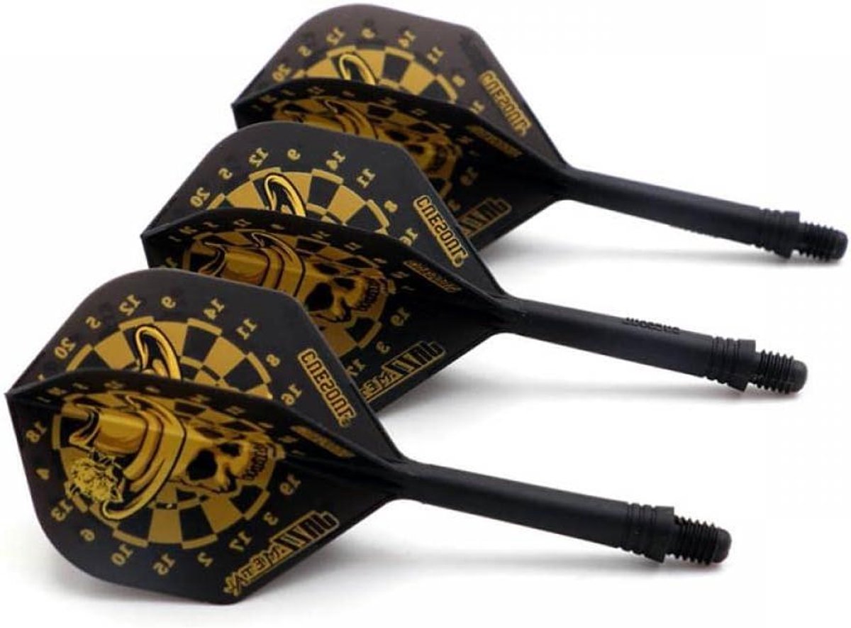 Dart Flights - Veertjes Set - Darts Spelen - Geïntegreerd Systeem - 74 mm - Zwart Geel