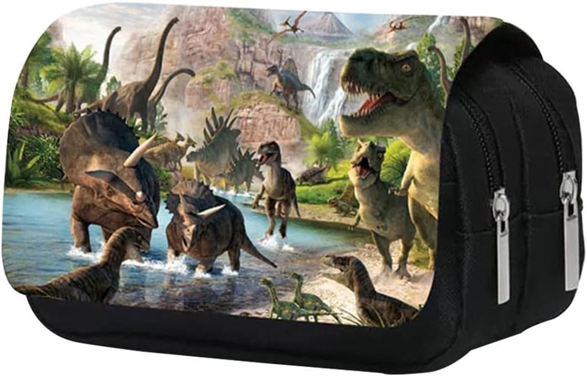Dinosaurus Pennenetui - Etui Pennenzak - School Organisatie - Grote Capaciteit - 20 x 17 cm - Groen