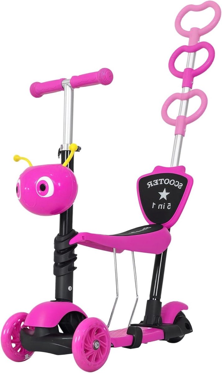 Kinderstep - Loopfiets - Buiten spelen - 5-in-1 ontwerp - Verstelbaar - Roze