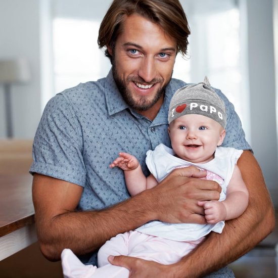 Baby mutsjes - Mama Papa - Baby outfit - Zachte katoenmix - 0-3 maanden - Grijs en roze — afbeelding 4