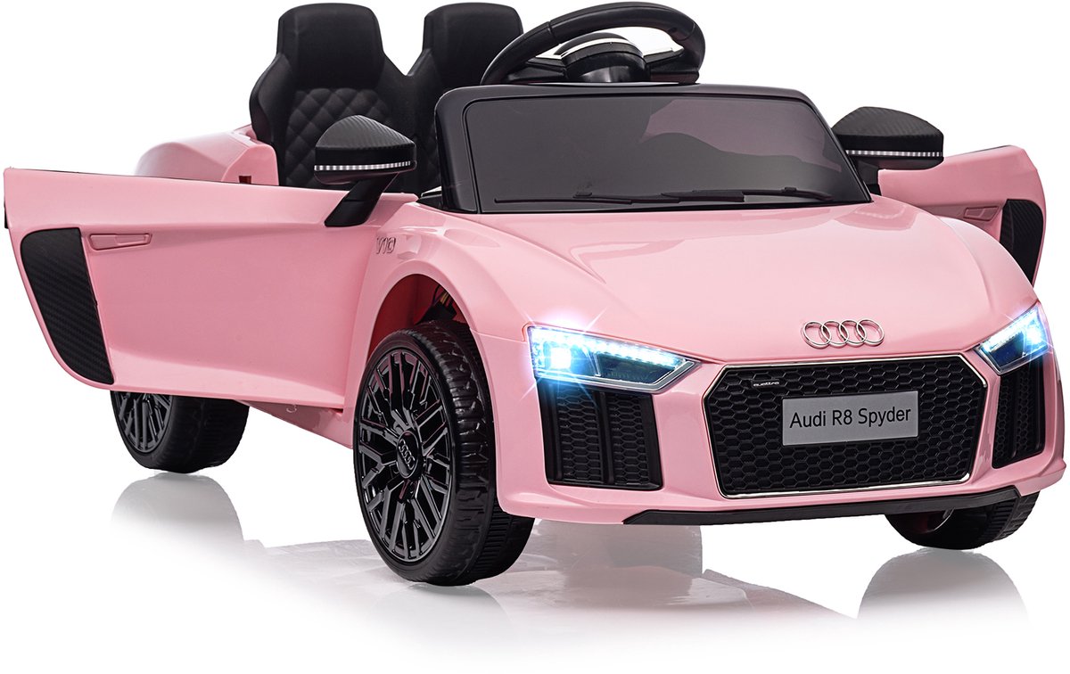 Elektrische Kinderauto Audi R8 - 6V Elektrisch Kinderauto met 2 Motoren - Ride-On Auto met Muziek & Koplampen - Op Afstandsbediening - Roze