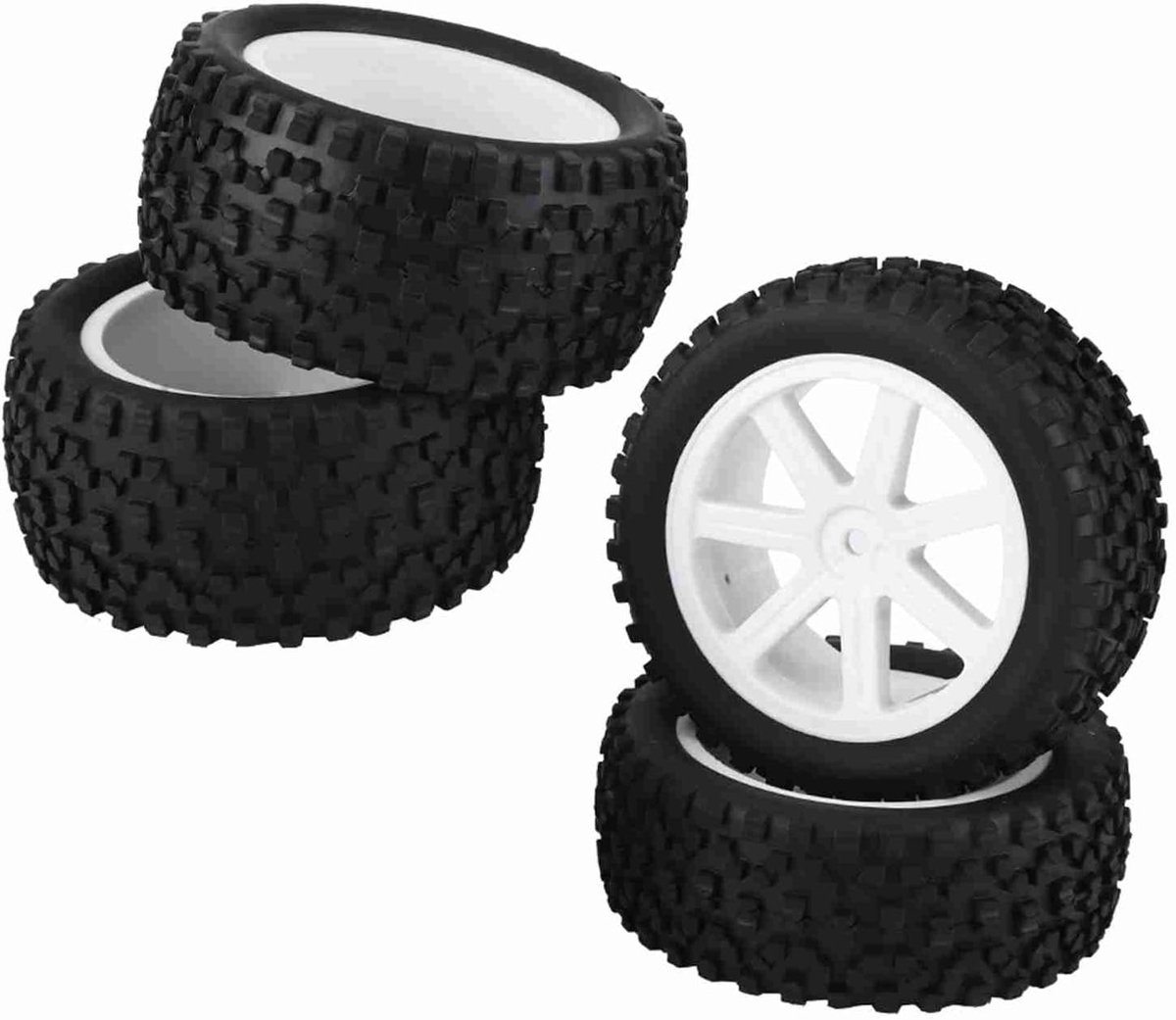 Set van 4 Rubber Banden voor 1/10 RC Auto's, Geschikt voor Buggy's en Straatraces, Duurzaam en Prestaties Verbeterend