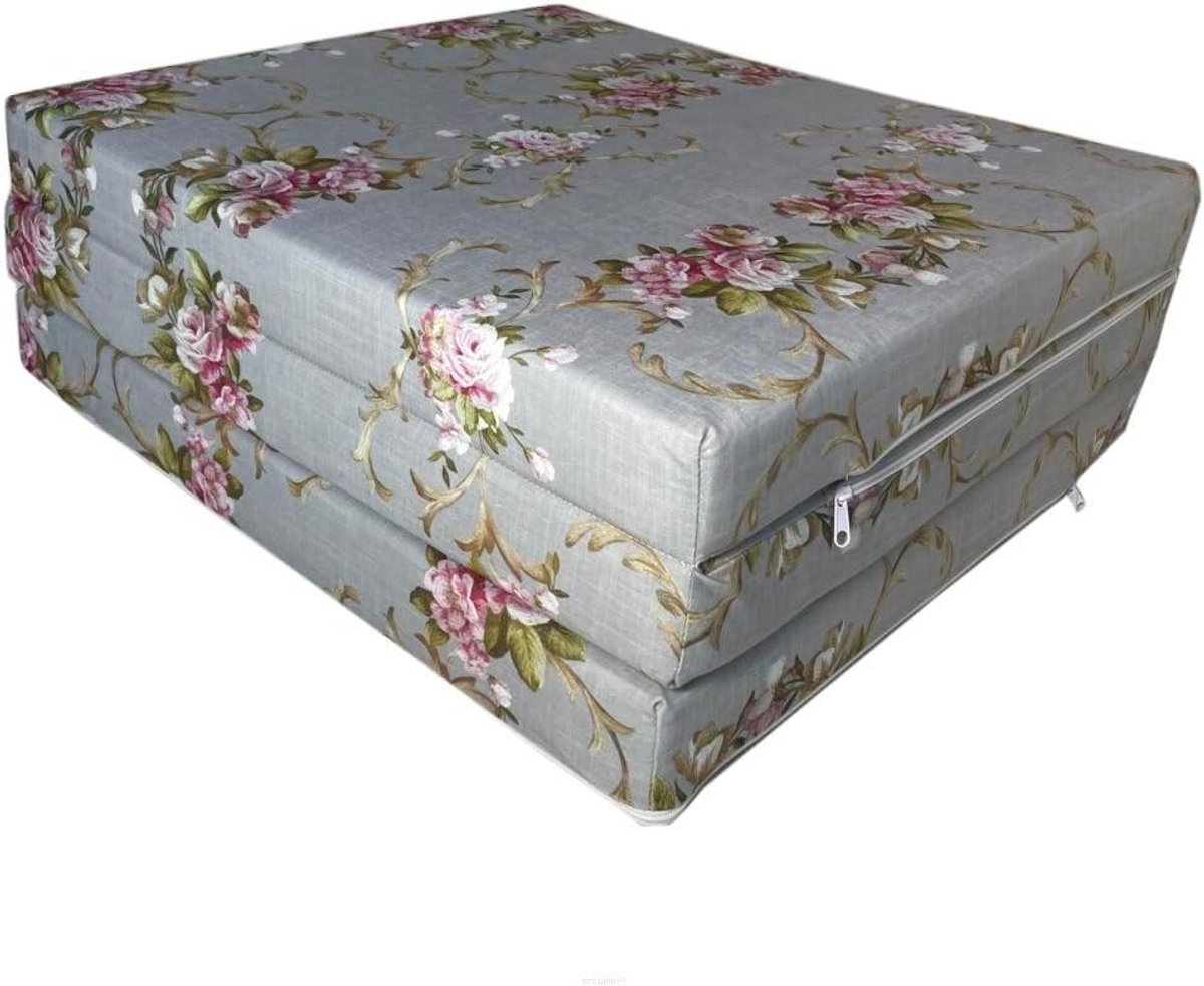 Vouwmatras - Gastenmatras Opvouwbaar - Logeren Kamperen - Wasbare Overtrek - 180x65x7 cm - Grijs
