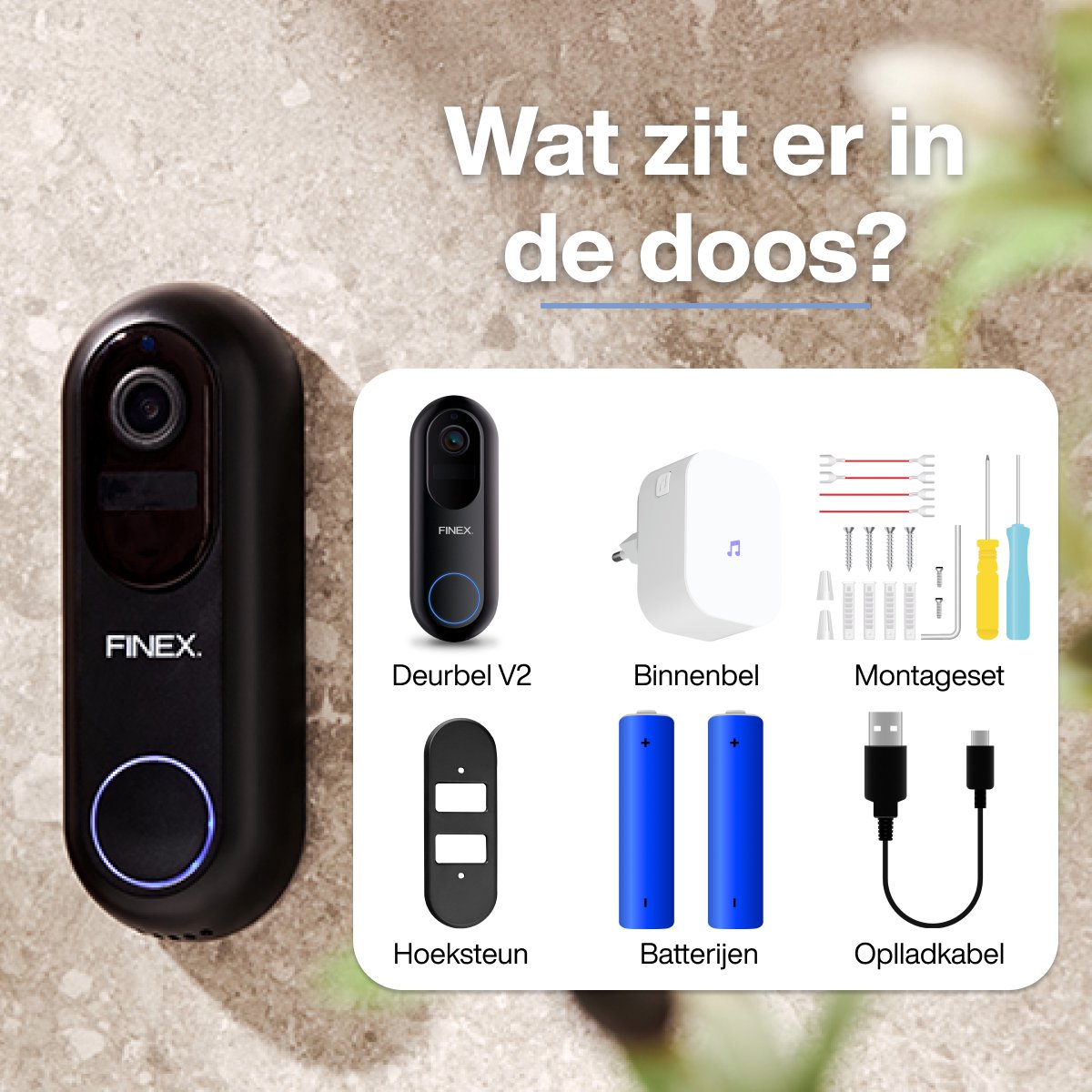 Finex Video Deurbel V2 - 2K Ultra HD - Inclusief Binnenbel - Geen abonnement - Vast stroom of Batterijen - WiFi - T-ring geluid - Slimme Draadloze Video Deurbel Met Camera – foto 5