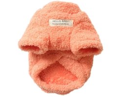 OLOEY Effen kattentrui- dubbellaagse fleece hondentrui- zachte en warme puppyjas met riemring (oranje- XXL)