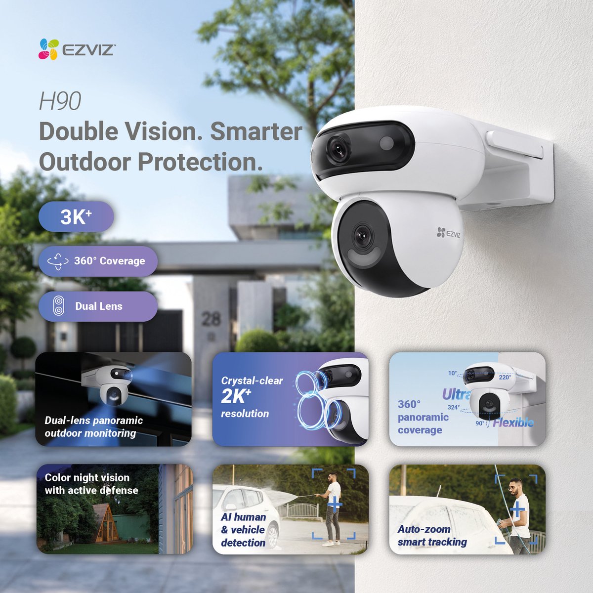 EZVIZ H90 Beveiligingscamera Buiten met 360° Pan & Tilt - afbeelding 2