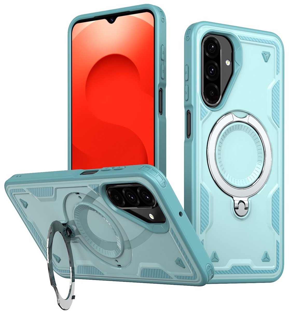 Coverup Hoesje - Geschikt voor Samsung Galaxy A17 Hoesje - Coverup Armor Back Cover met MagSafe Compatible Kickstand - Mintblauw