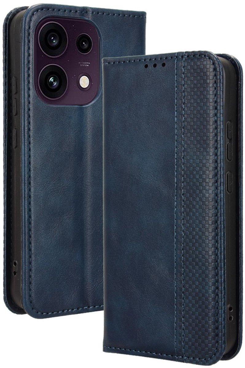 Coverup Hoesje - Geschikt voor OPPO Reno16 F Hoesje - Coverup Vintage Style Book Case - Blauw
