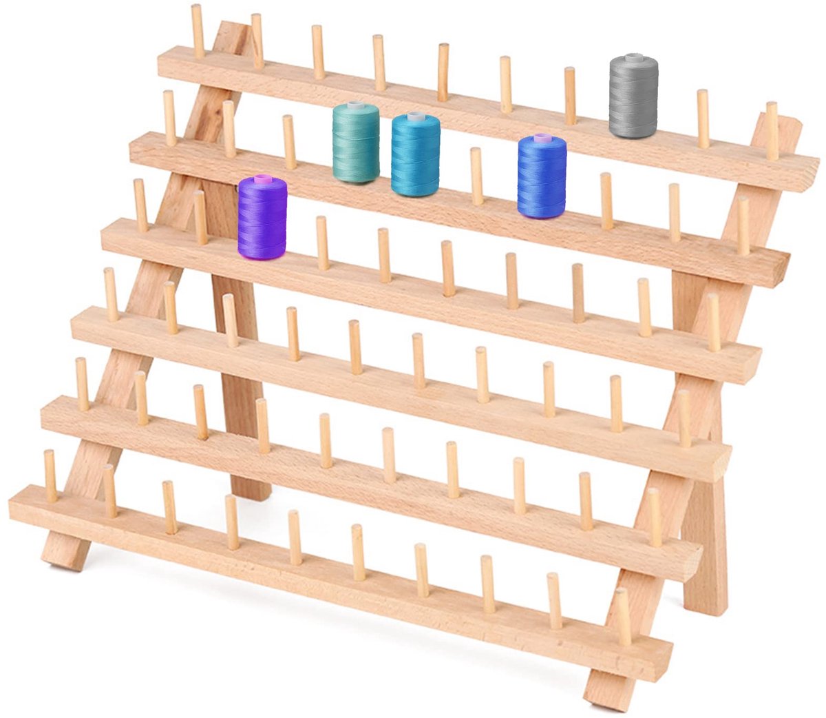 Garenrek staande wandgemonteerde draadhouder organizer - inklapbare spoelen draadhouder hobbygereedschap voor naaien, borduren, quilten