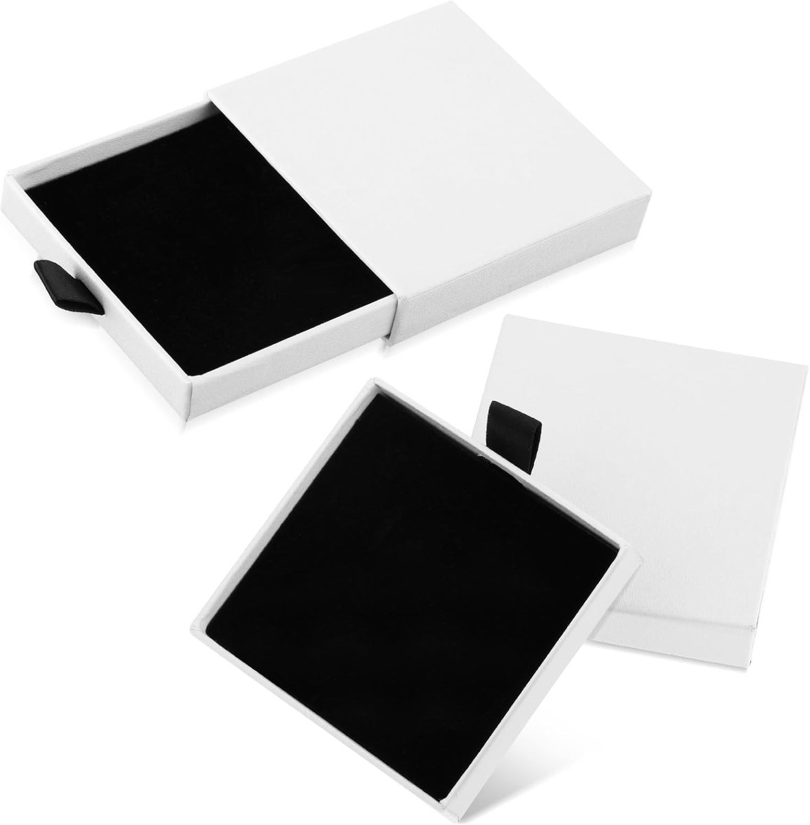 Sieraden cadeauverpakking set van 2, kleine sieradenbox voor armband, ketting en oorbellen, vierkant, karton, kraftpapier, opbergdoos voor juwelen